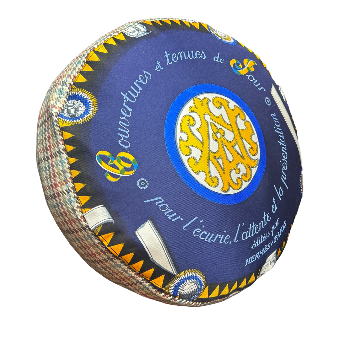 Hermes Couvertures et Tenues du Jour Scarf Blue Pillow at Vintage Lice Up