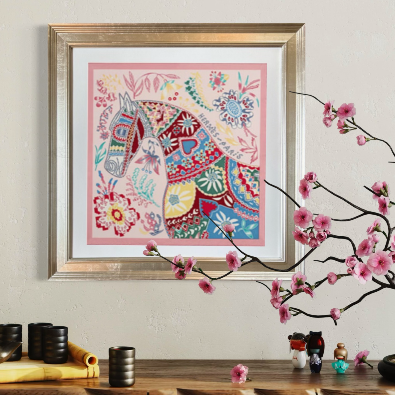Hermes En Attendant Ulysse Scarf | Framed Hermes Scarf at Vintage Luxe Up