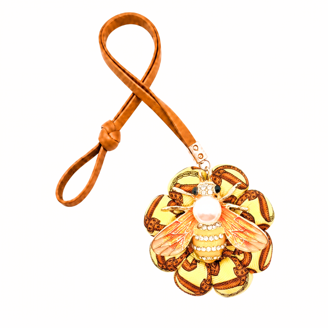 Belt & Chain Bumblebee Vintage Silk Necktie Bag Charm