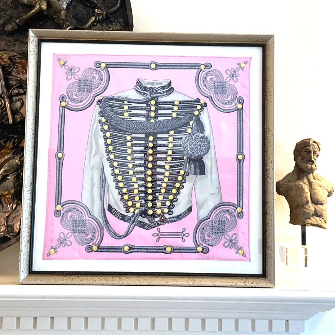 HERMES Brandebourgs Vintage Silk Scarf Framed Art exclusively at 