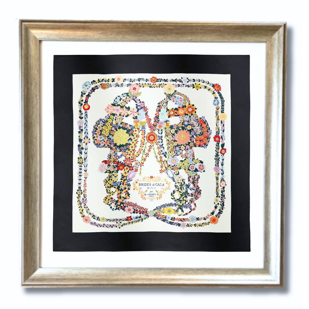 エルメス　ツイルレーヌ キャミBrides de Gala en Fleurs Hermès Brides de Gala en Fleurs Framed Scarf 42 | Vintage Luxe Up