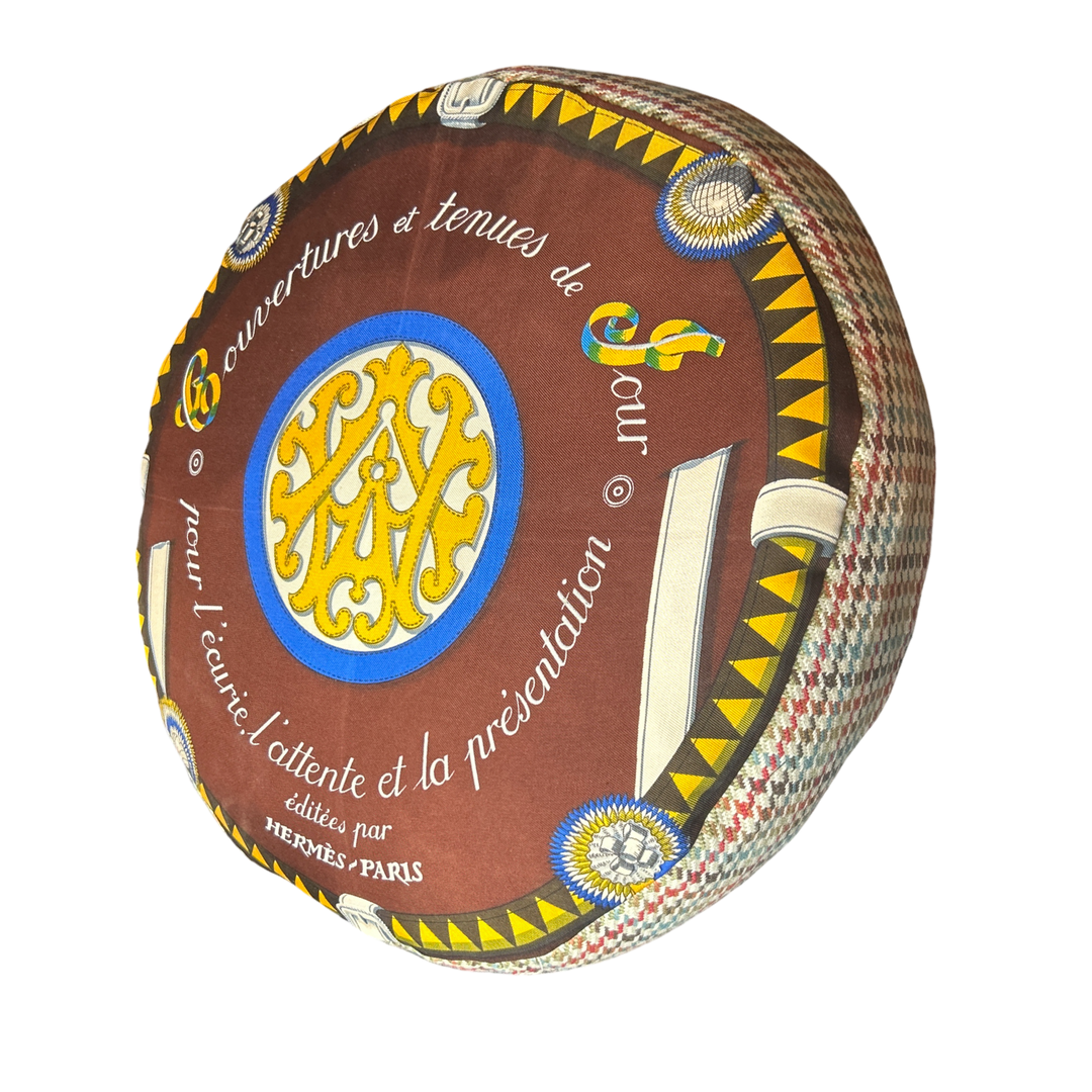 Hermes Couvertures et Tenues du Jour Scarf Brown Pillow at Vintage Luxe Up