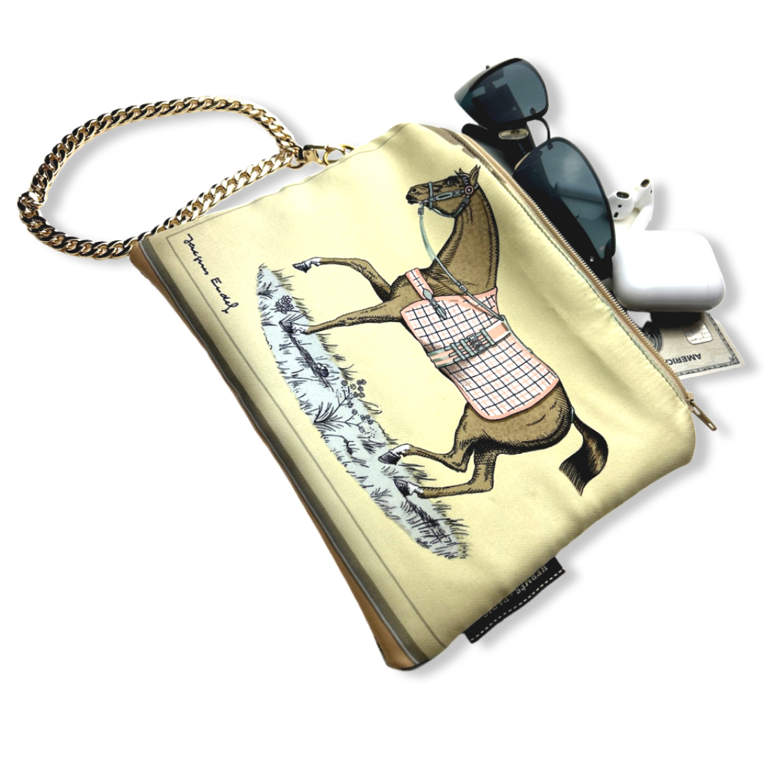 HERMES Couvertures et Tenues du Jour Vintage Scarf Wristlet Bag