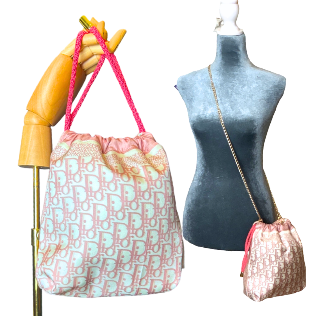 Dior Trotter Pink Scarf | Dior Crossbody Bag at Vintage Luxe Up