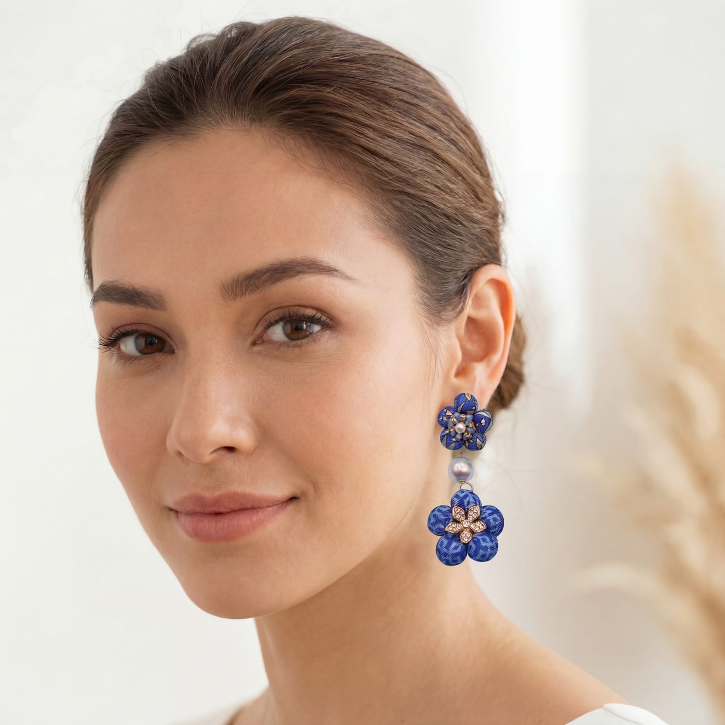 Butterfly Vintage Silk Necktie Chandelier Earrings