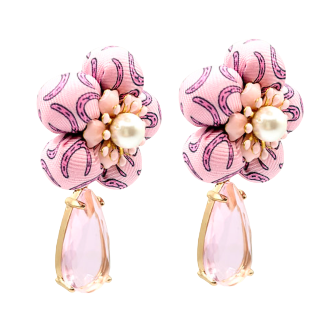 Hermès Horseshoe Vintage Silk Drop Earrings