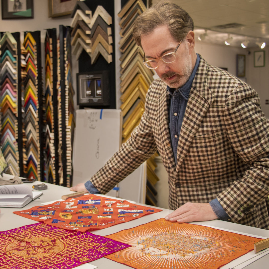 En Attendant Ulysse Framed Vintage Silk Scarf 20"