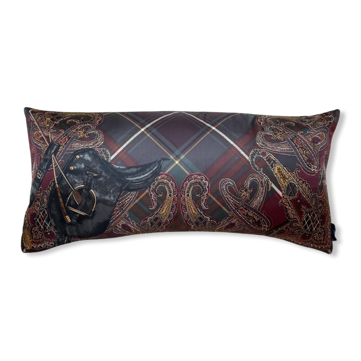 Equestrian Paisley & Tartan Vintage Silk Scarf Pillows