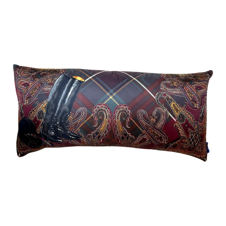 Equestrian Paisley & Tartan Vintage Silk Scarf Pillows