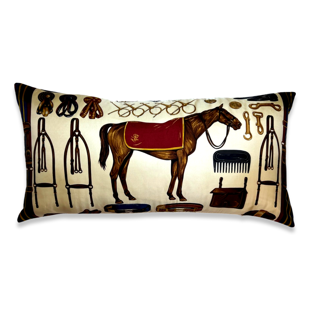 Equestrian Vintage Silk Scarf Pillows