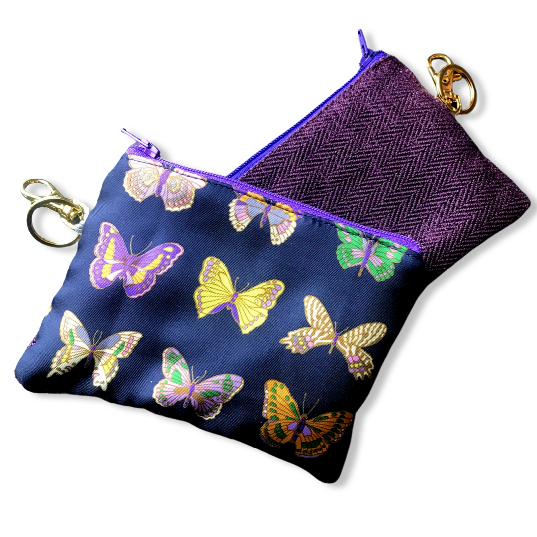Farfalla Vintage Silk Scarf Coffee Run Keychain Bag
