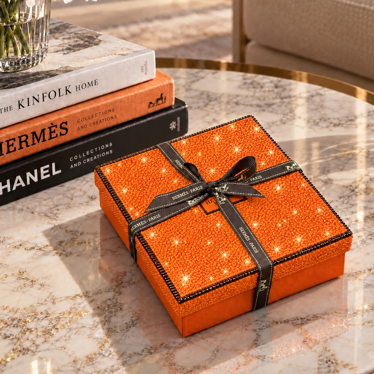 Rhinestone Gift Box with Ribbon