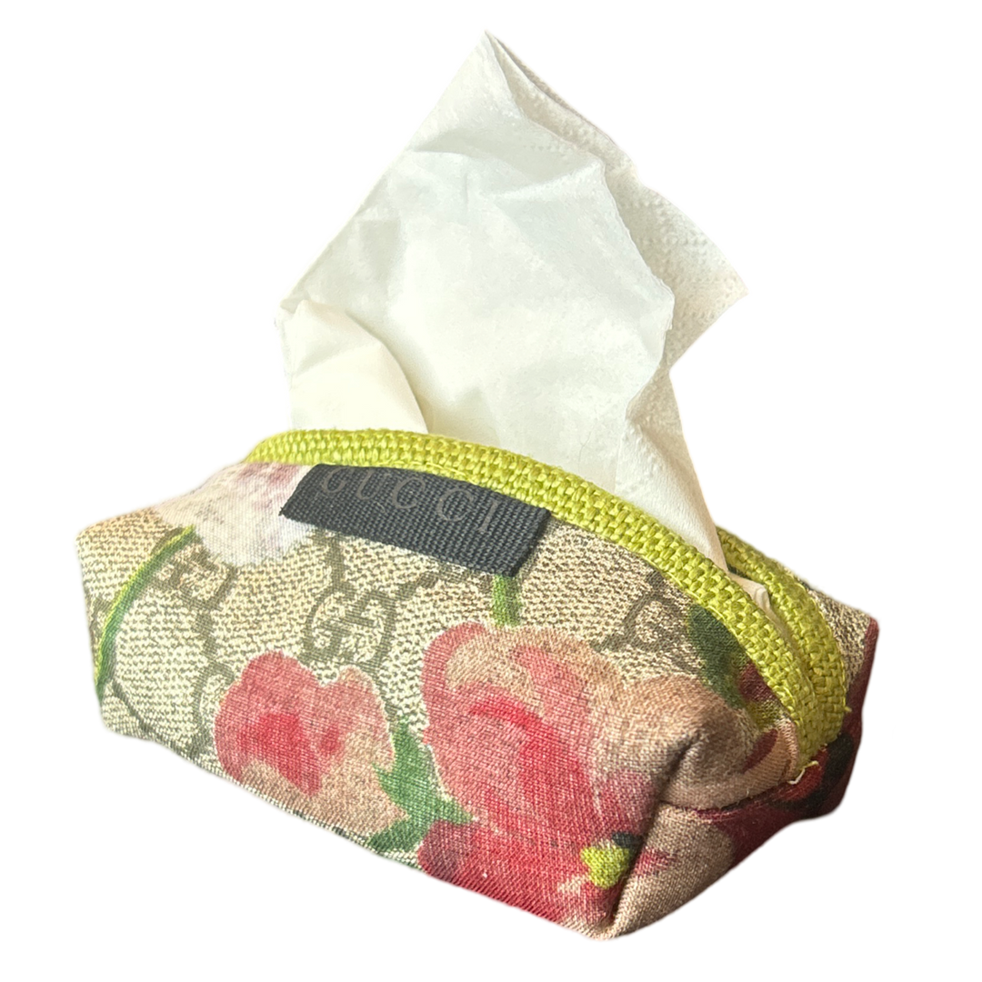 Gucci GG Logo Blooms Pink Scarf Travel Tissue Pouch