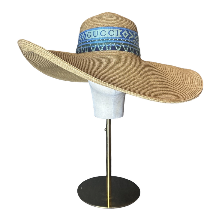 Gucci Harness Logo Scarf Straw Hat exclusively at Vintage Luxe Up