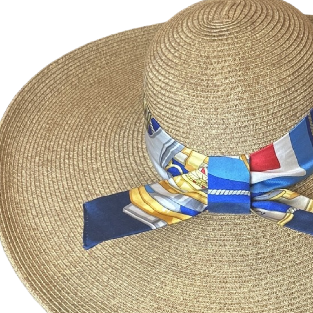 Gucci Yachting Scarf Straw Hat exclusively at Vintage Luxe Up