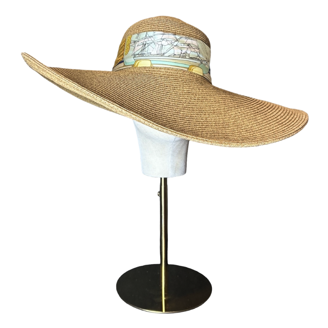 Gucci Yachting Scarf Straw Hat exclusively at Vintage Luxe Up