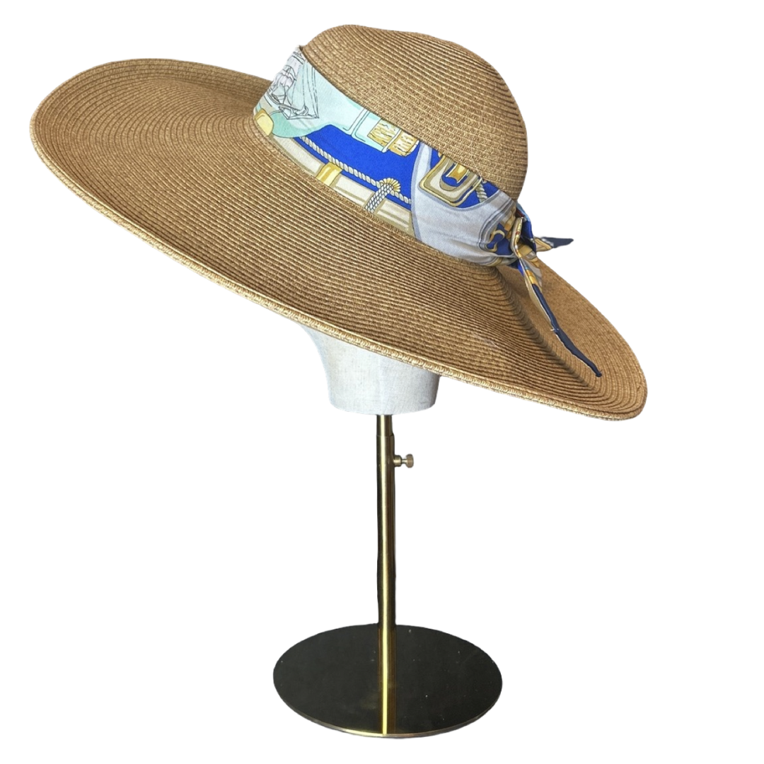 Gucci Yachting Scarf Straw Hat exclusively at Vintage Luxe Up