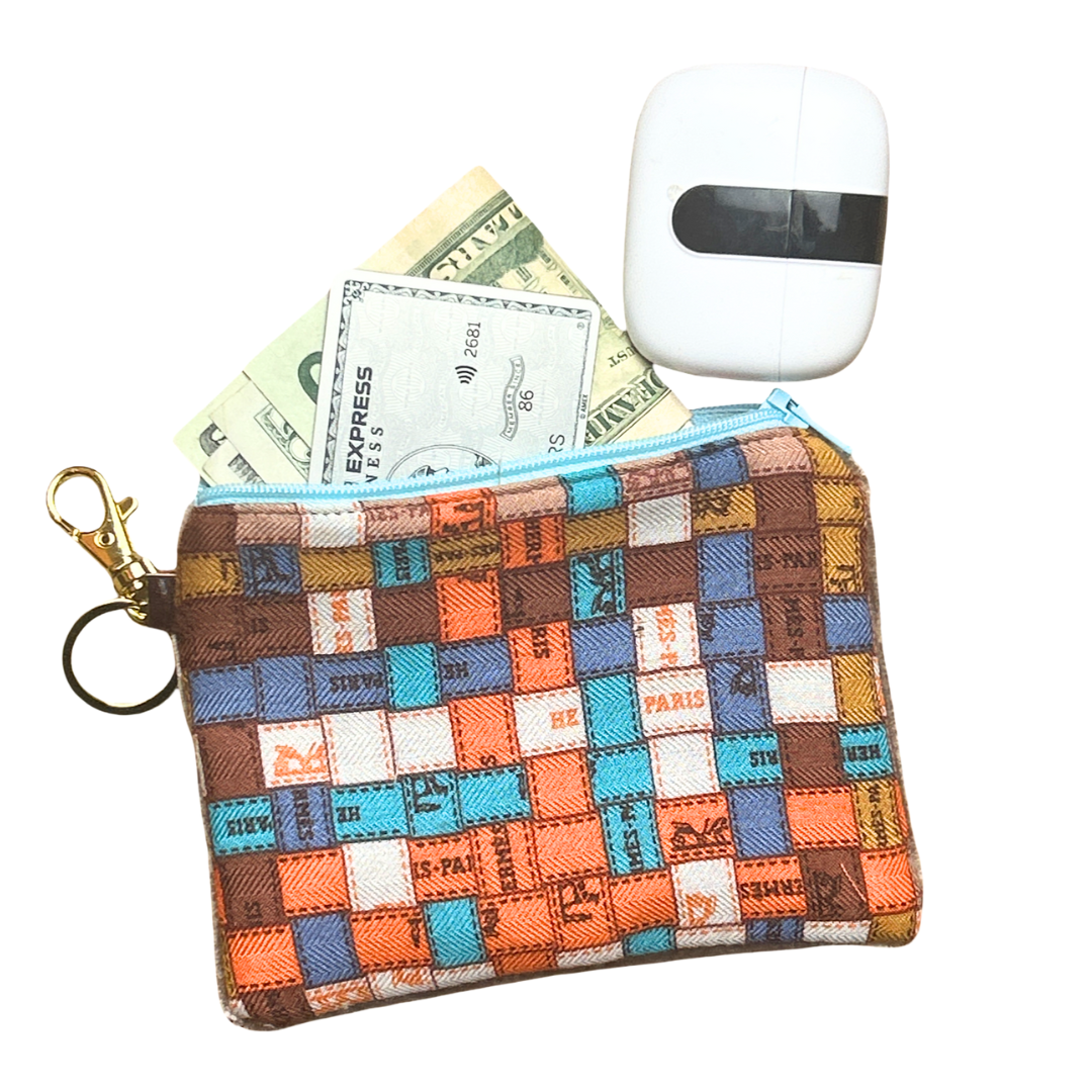 HERMES Bolduc Au Carre Scarf Keychain Wristlet Bag at