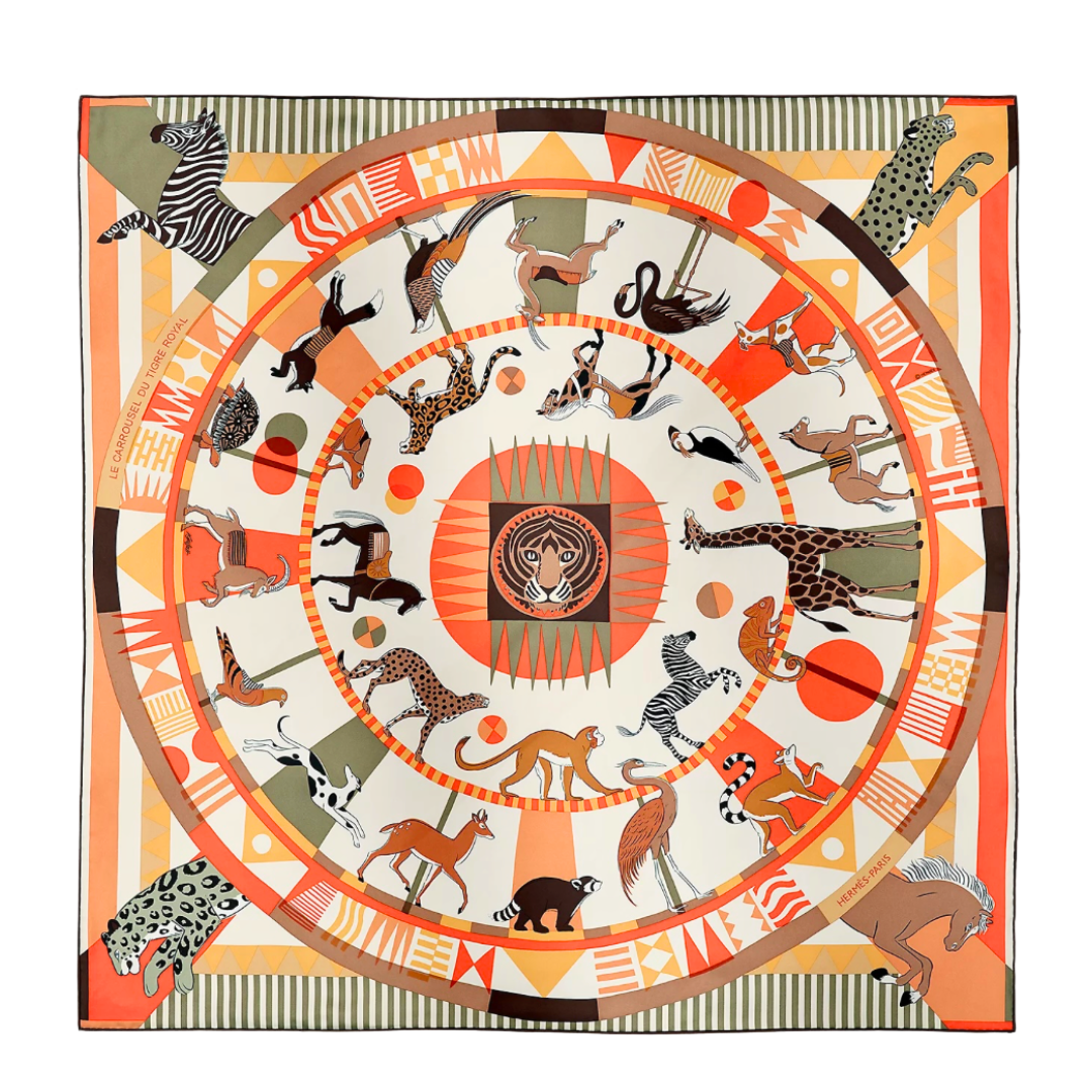 Hermes Carrousel du Louvre Royal | Framed Hermes Scarf exclusively at Vintage Luxe Up