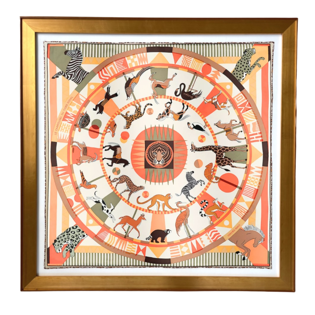 Hermes Carrousel du Louvre Royal | Framed Hermes Scarf exclusively at Vintage Luxe Up