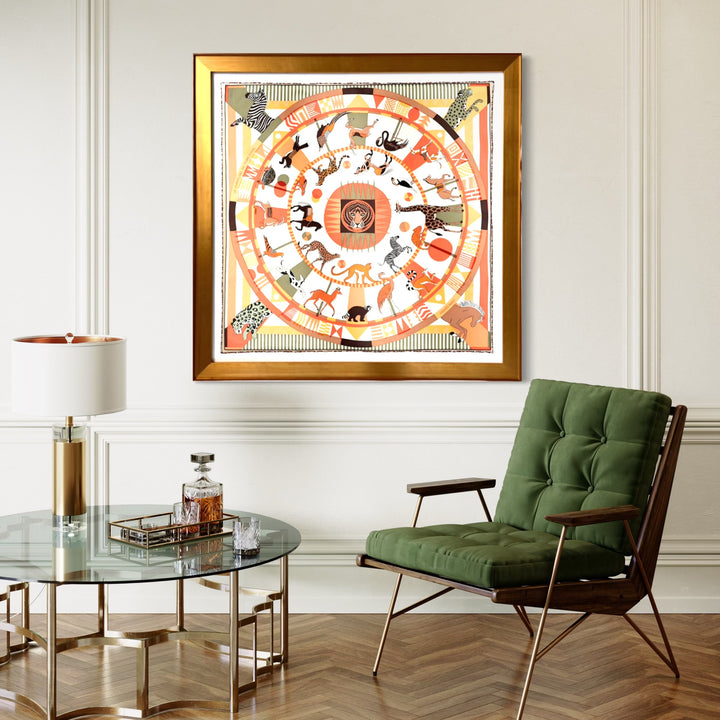 Hermes Carrousel du Louvre Scarf | Framed Hermes Scarf at Vintage Luxe Up