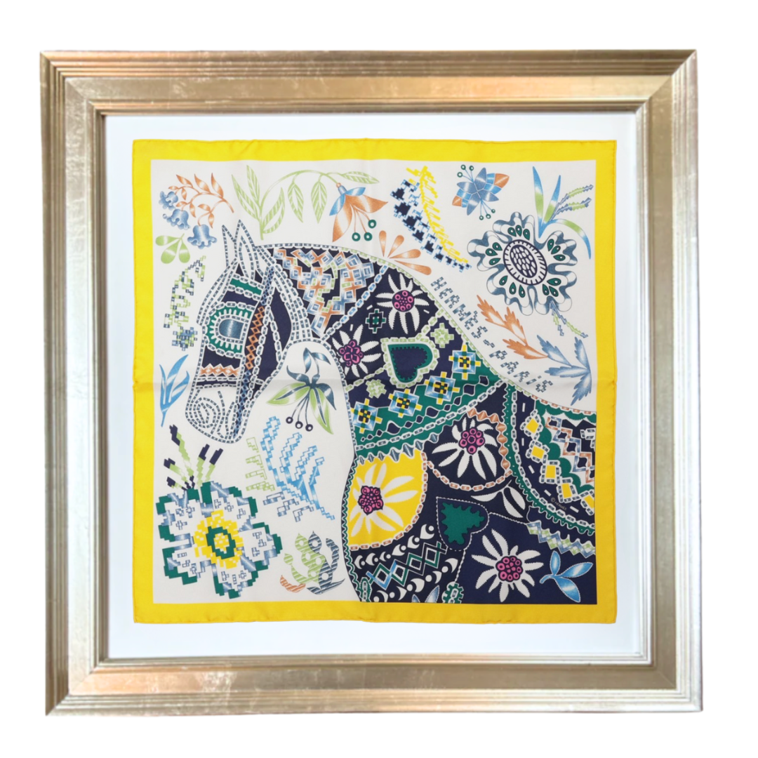 HERMES En Attendant Ulysse Scarf | Framed Hermes Scarf exclusively at Vintage Luxe Up