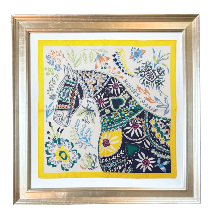 HERMES En Attendant Ulysse Scarf | Framed Hermes Scarf exclusively at Vintage Luxe Up