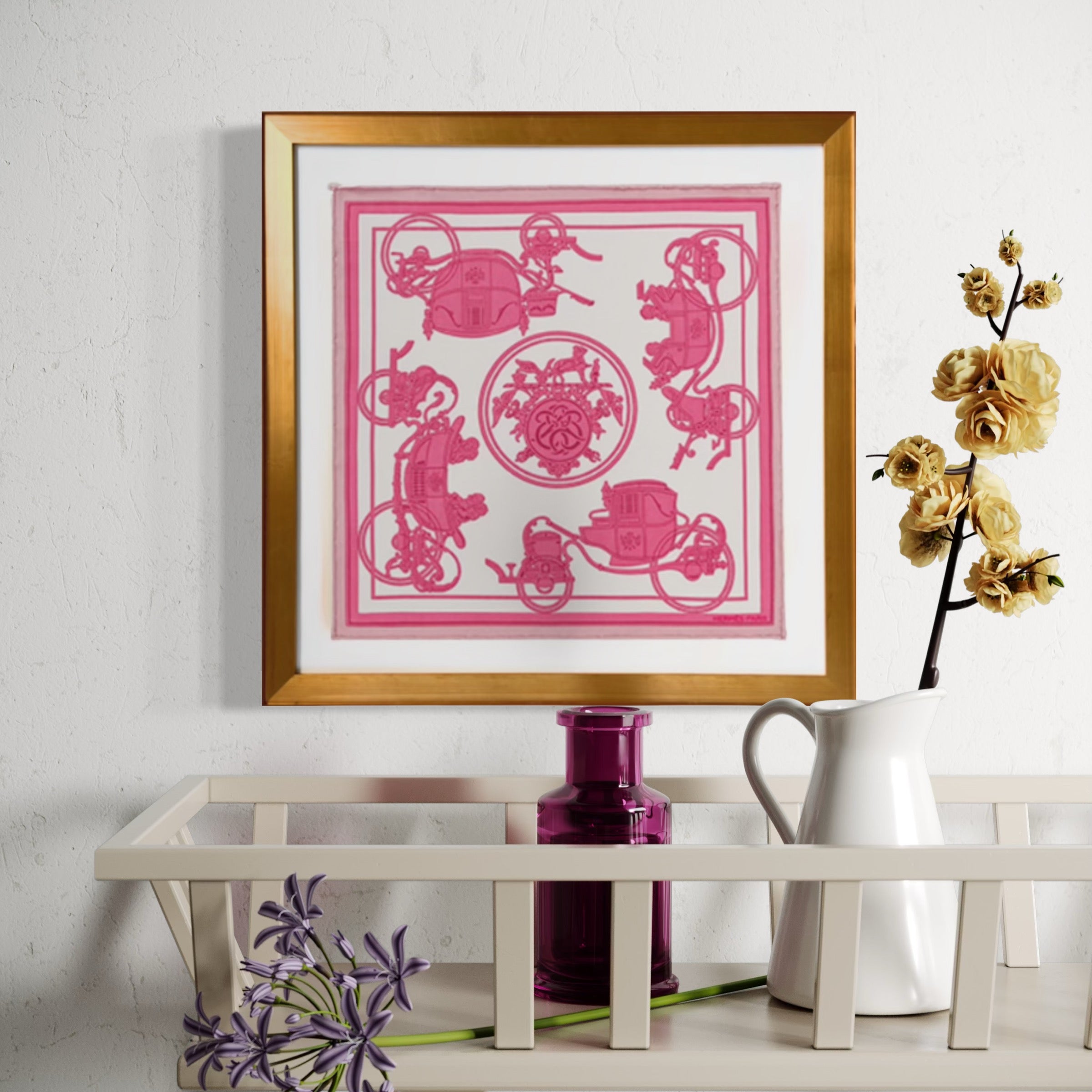 HERMES Ex Libris Scarf | Hermes Framed Scarf at Vintage Luxe Up