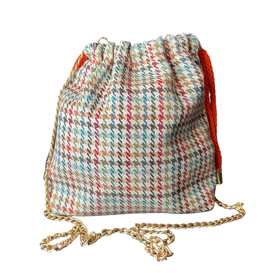 Rubans du Cheval Orange Vintage Scarf Drawstring Crossbody Bag