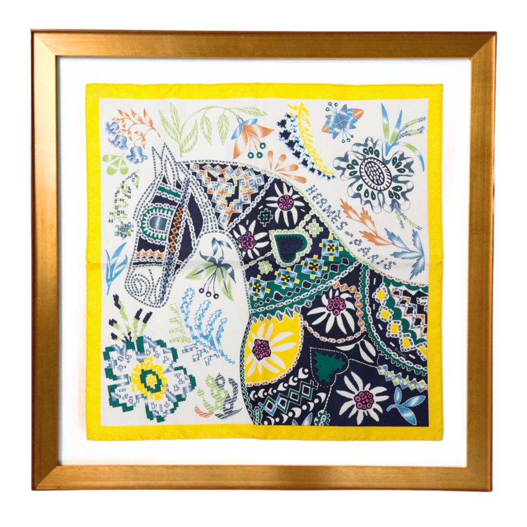 HERMES En Attendant Ulysse Scarf | Framed Hermes Scarf exclusively at Vintage Luxe Up