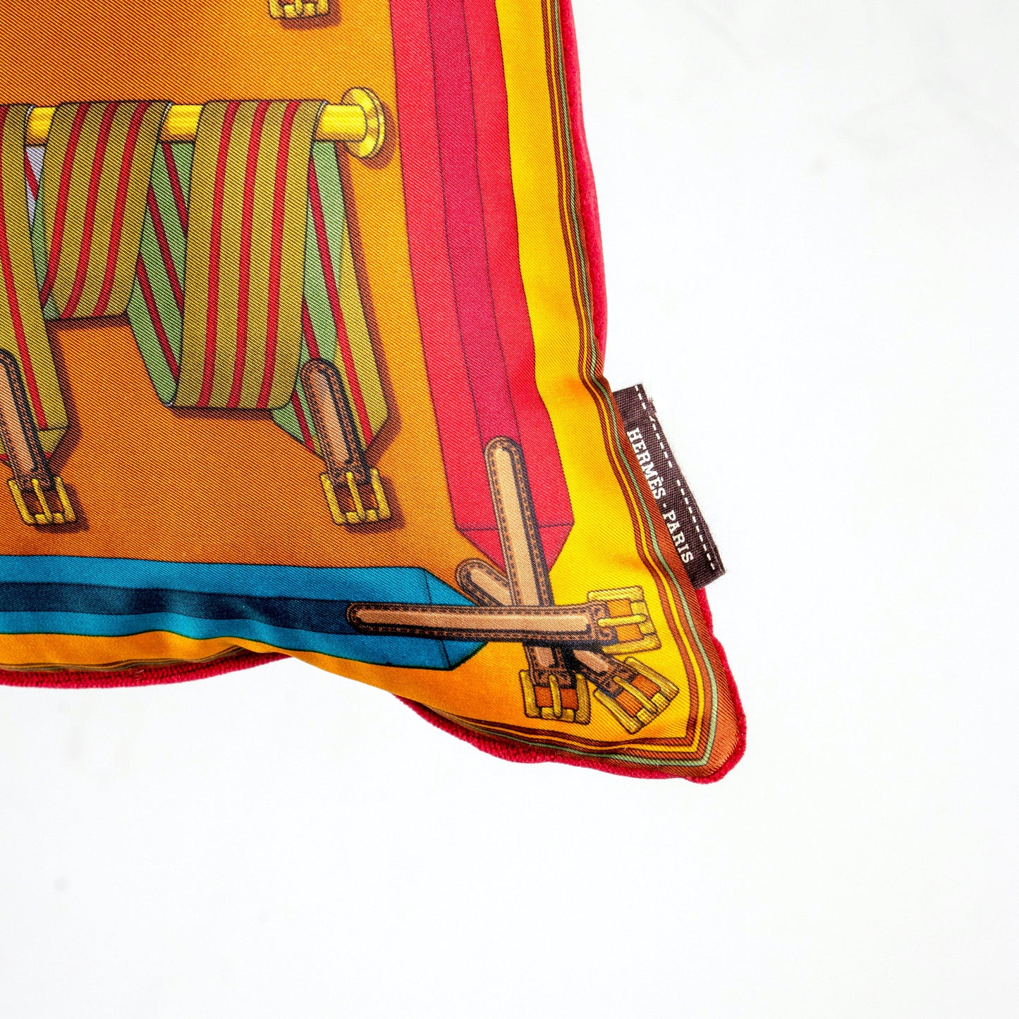 Les Sangles Vintage Silk Scarf Pillow 17"