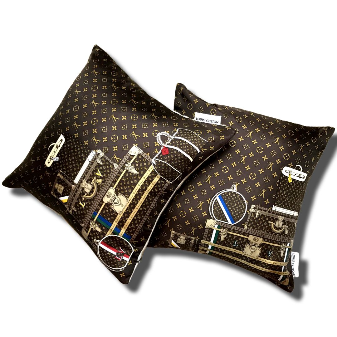 Monogram Luggage Vintage Silk Scarf Pillows