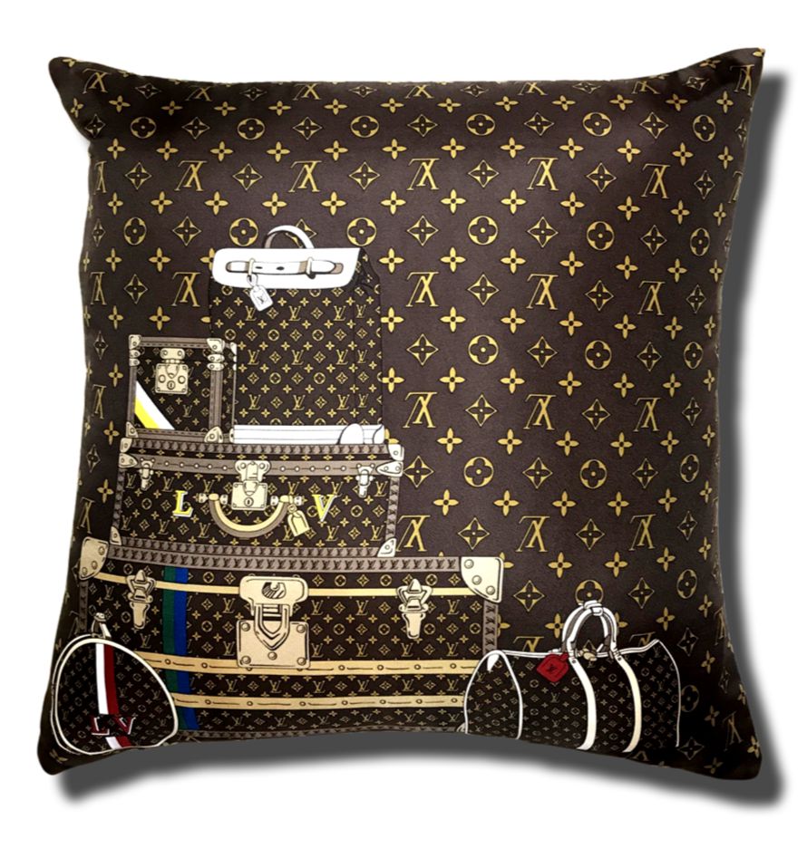 Monogram Luggage Vintage Silk Scarf Pillows