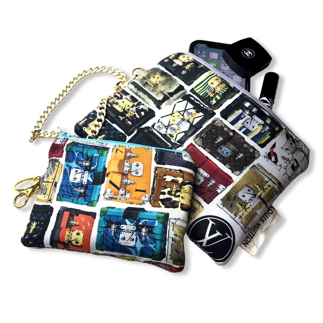 Petite Malle Vintage Silk Scarf Wristlet Grand Bag