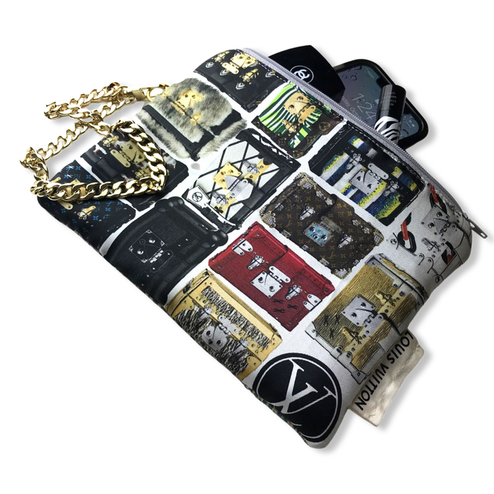 Vintage Louis Vuitton Scarf Wristlet Bag Petite Malle Vintage Silk Scarf Wristlet Grand Bag at Vintage Luxe Up