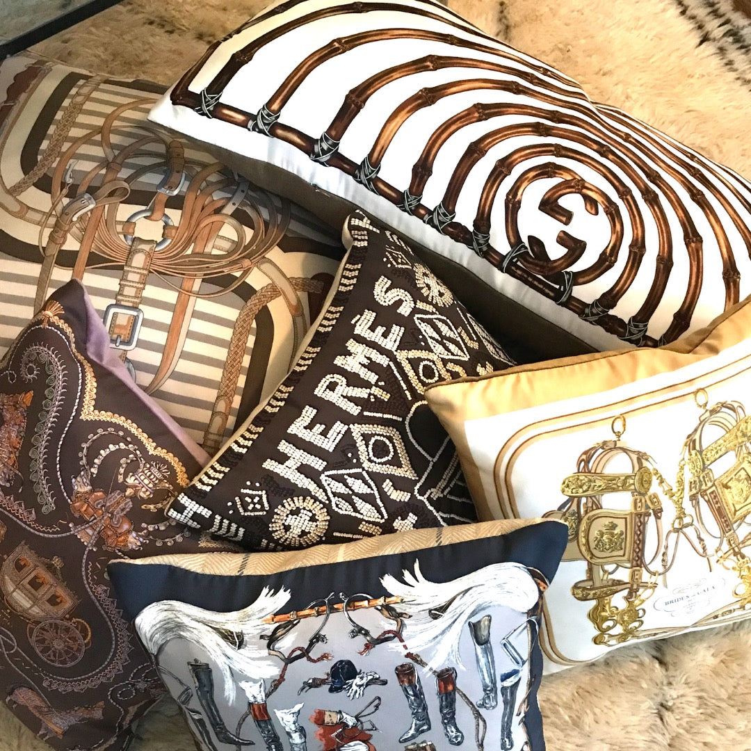 Hermes Vintage Silk Scarf Pillow