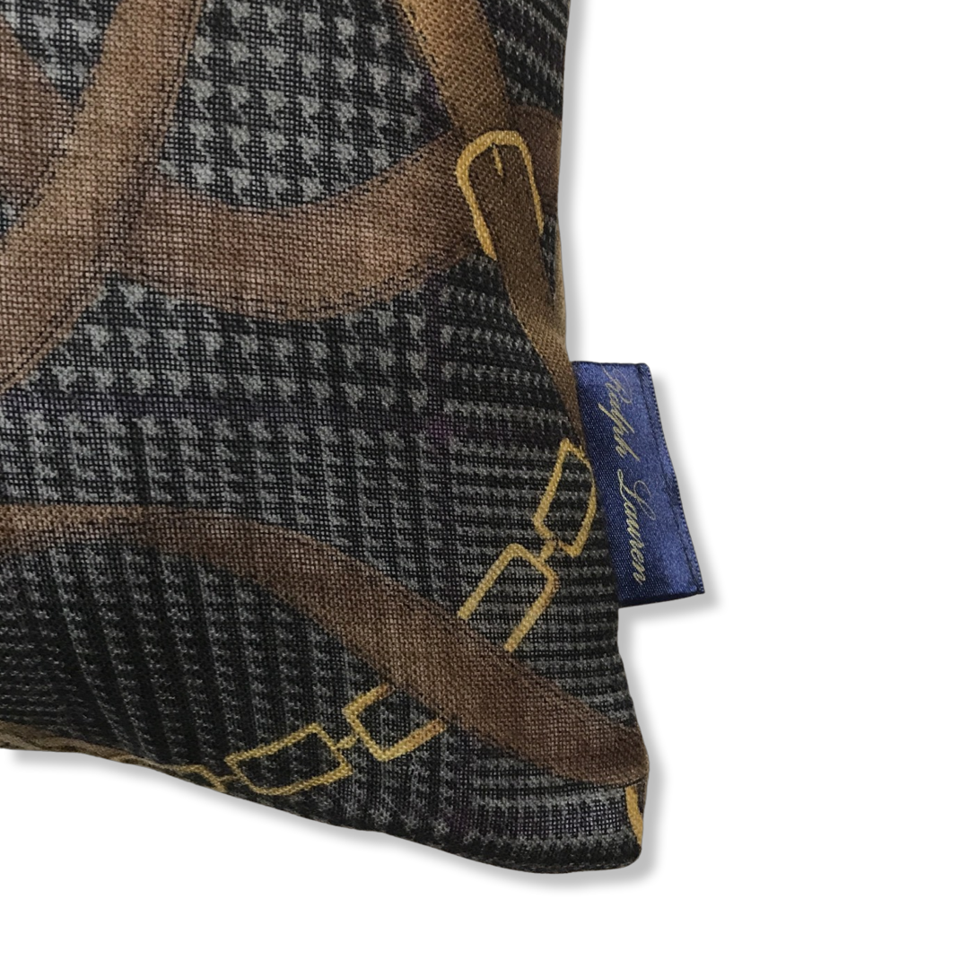 Prince of Wales Tartan Equestrian Vintage Scarf Pillows 17"