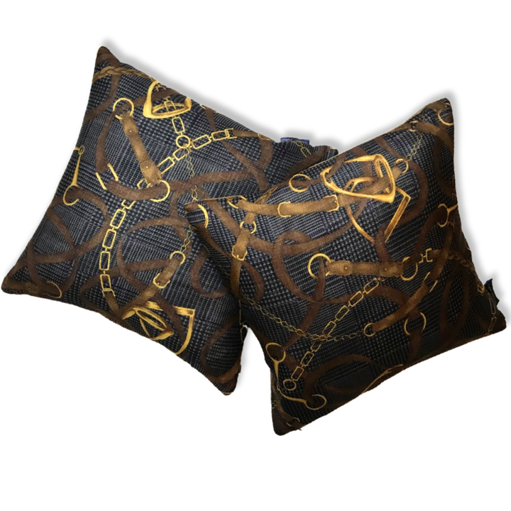 Vintage Ralph Lauren Pillow Prince of Wales Tartan Equestrian Vintage Scarf Pillows 17" at Vintage Luxe Up