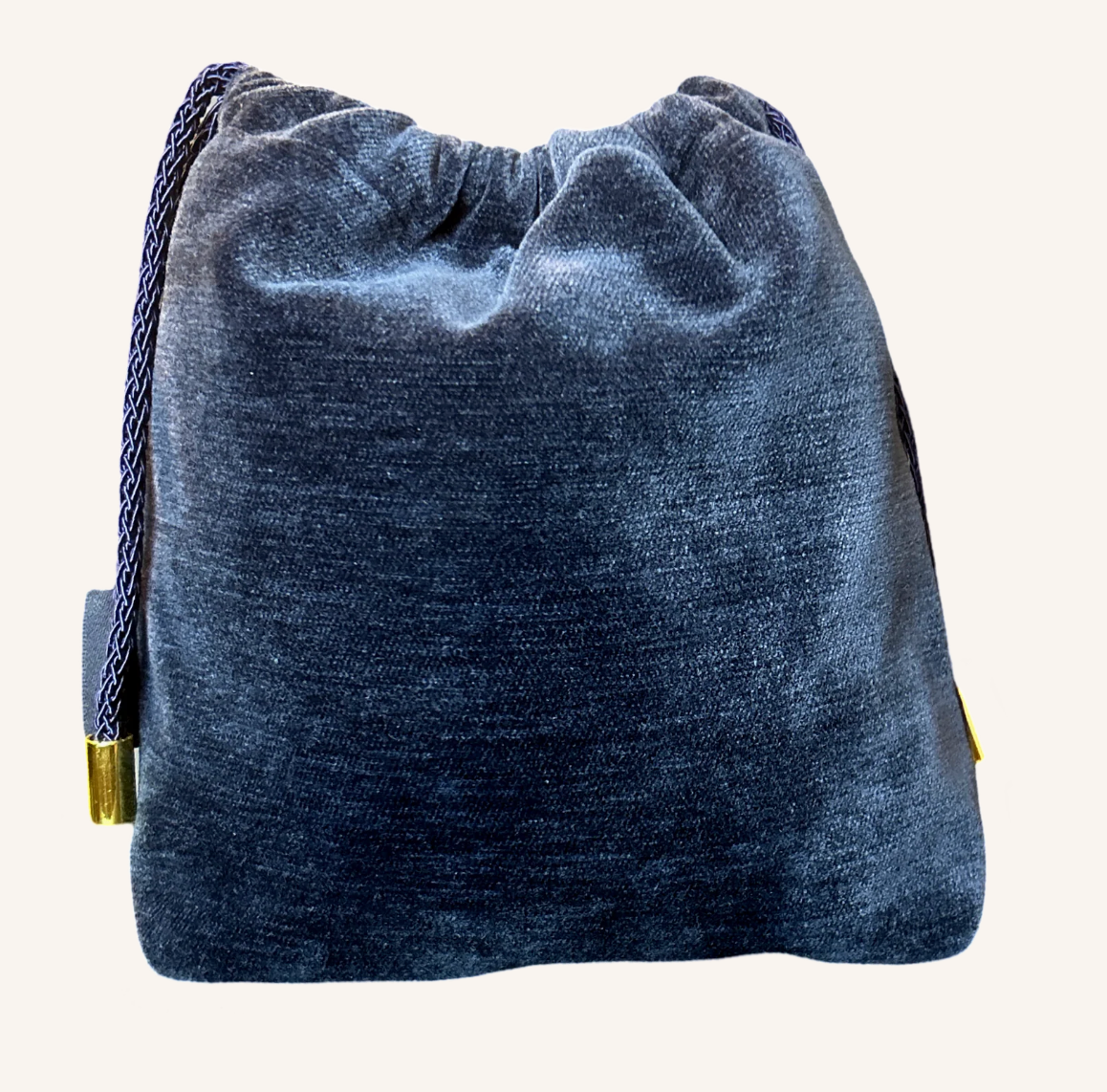 Trotter Blue Vintage Scarf Drawstring Crossbody Bag with Fringe