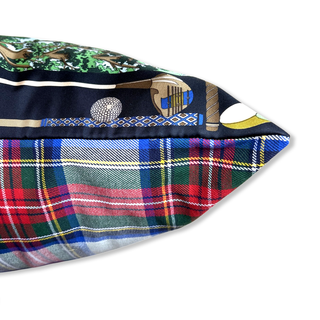 Tee Time Golfer Vintage Silk Scarf Pillows 22"