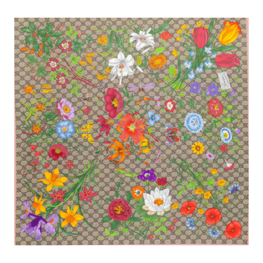 Gucci GG Logo Flora Scarf