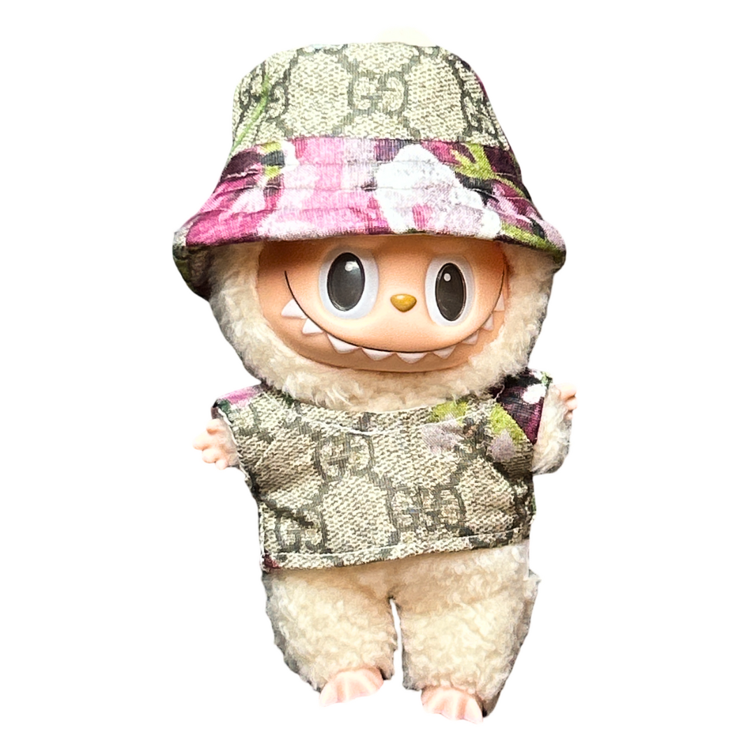 GG Blooms Pink Vintage Scarf Labubu™️ Hat & Shirt