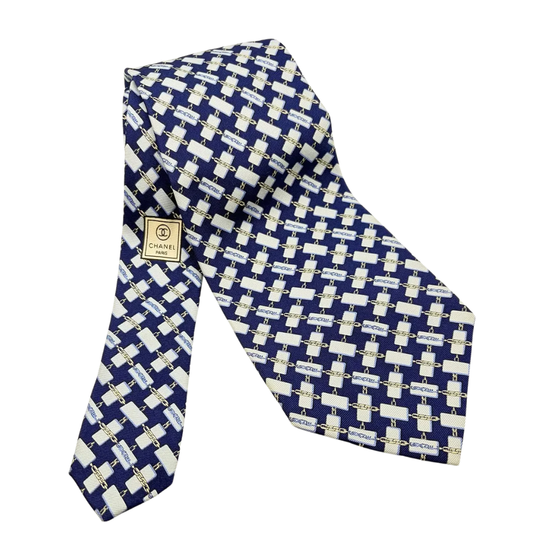 chanel chain print necktie
