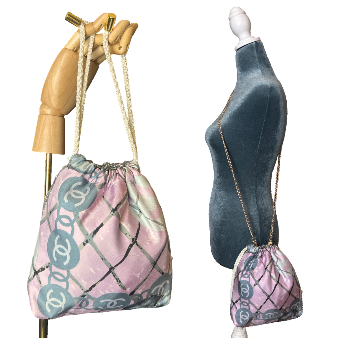 Chanel CC Logo Camellia Scarf | Chanel Crossbody Bag at Vintage