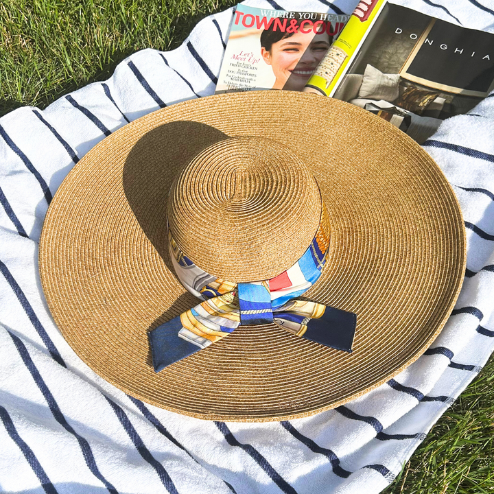 Gucci Yachting Scarf Straw Hat exclusively at Vintage Luxe Up