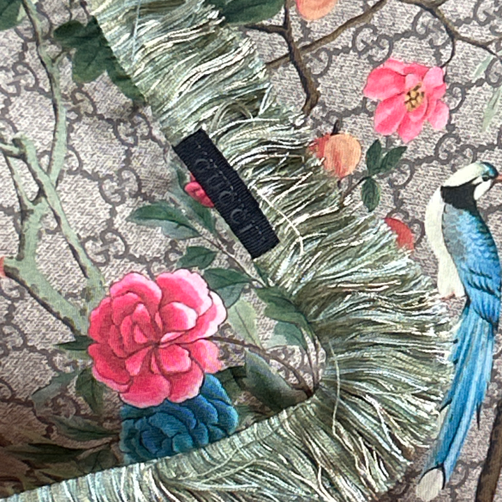 GG Logo Tree of Life Tian Chinoiserie Vintage Silk Scarf Pillows