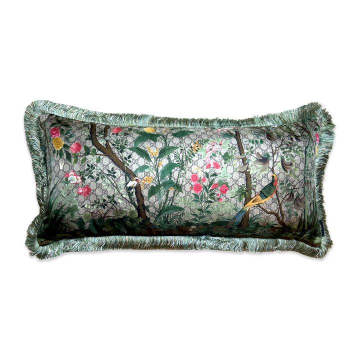 GG Logo Tree of Life Tian Chinoiserie Vintage Silk Scarf Pillows