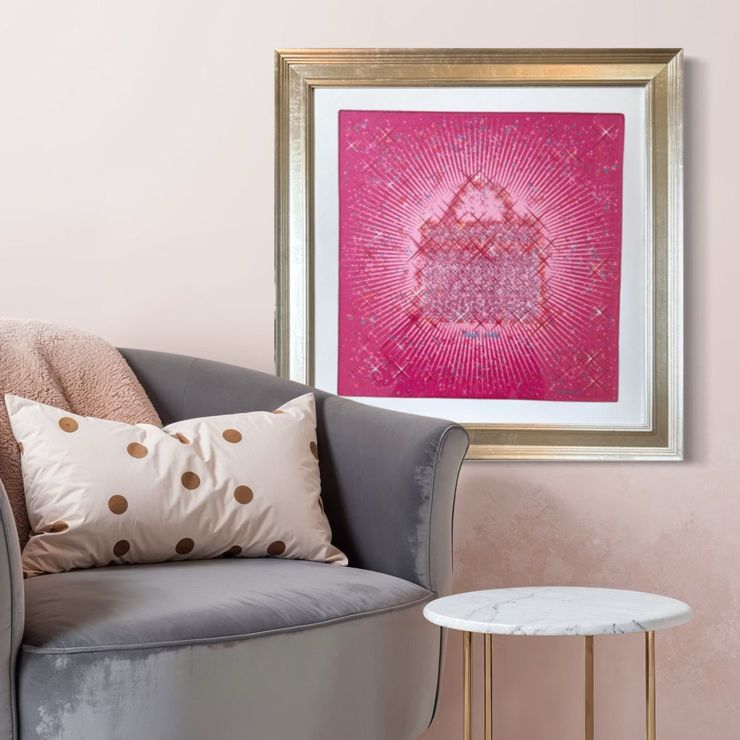 HERMES Magic Kelly Pink Scarf | Framed Hermes Scarf at Vintage Luxe Up