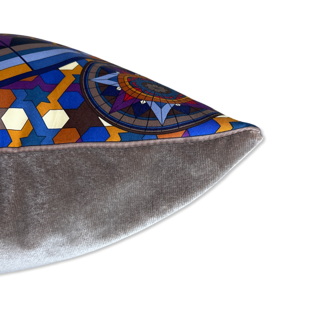 Rose de Compas Vintage Silk Scarf Pillow 24"