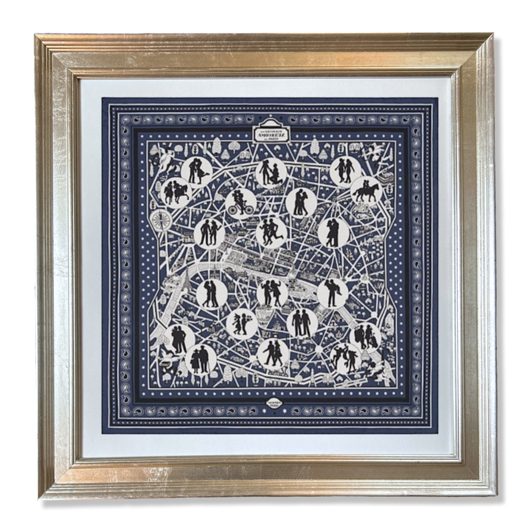 HERMES AMOUREAUX DE PARIS SCARF FRAMED HERMES SCARF AT VINTAGE LUXE UP